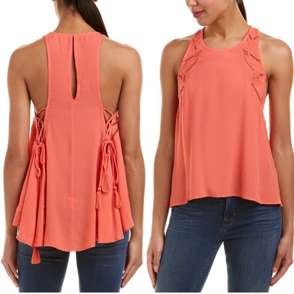 ASTR The Label Alaine Cutout Coral Blouse